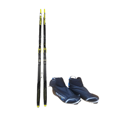 Bazárové bežecké lyže Fischer Twin Skin Race + topánky Salomon RC9/CL - NNN viazanie